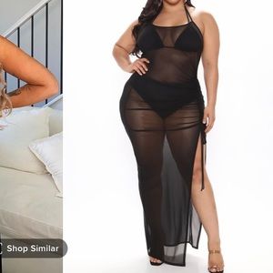 Fashion Nova Island Cruising Mesh Maxi Dress Cover Up Black